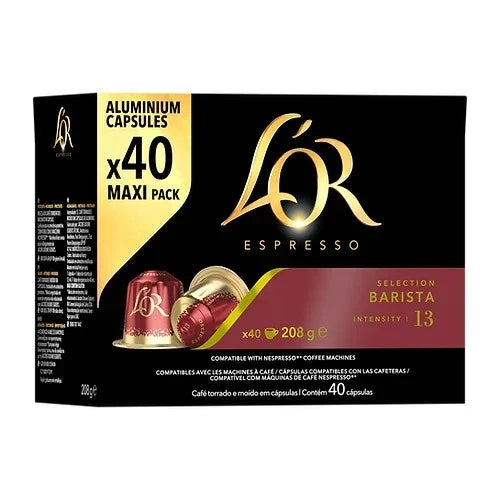 40 capsule caffè in alluminio L'OR BARISTA compatibili Nespresso